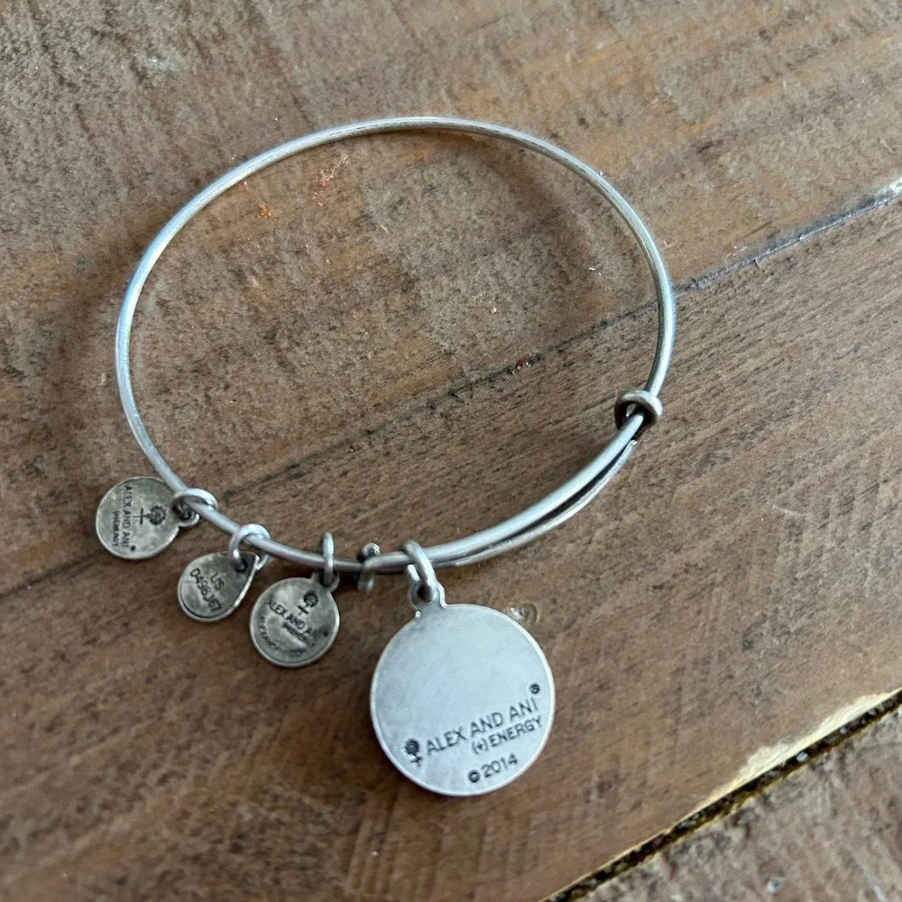 Alex and Ani Celtic Knot Expandable Wire Bangle Bracelet Rafaelian Silver Finish